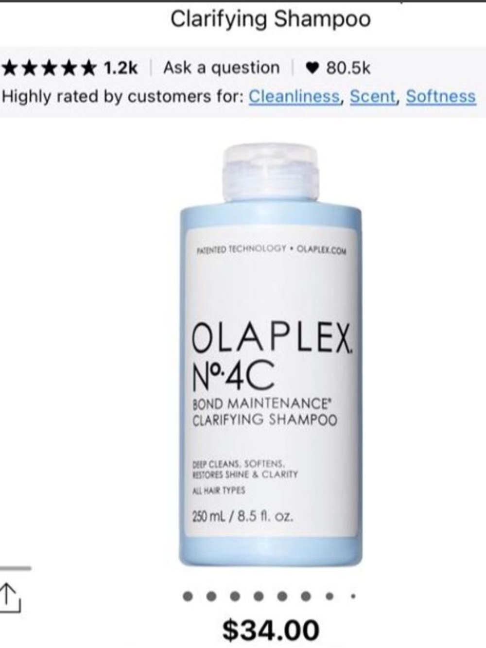 OLAPLEX Bond Maintenance Clarifying Shampoo No.4C 8.5 oz NEW! FULL SIZE